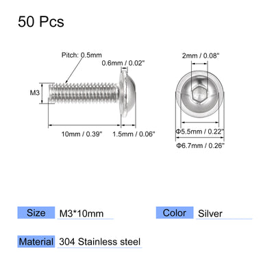 Harfington 304 Stainless Steel Flanged Button Head Socket Cap Screws