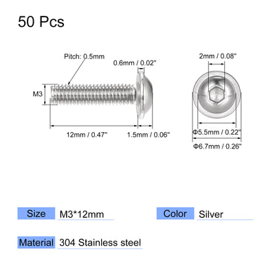 Harfington 304 Stainless Steel Flanged Button Head Socket Cap Screws