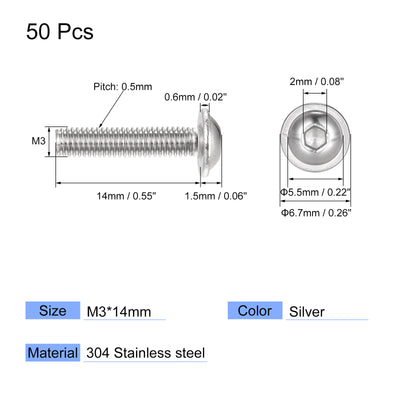Harfington 304 Stainless Steel Flanged Button Head Socket Cap Screws