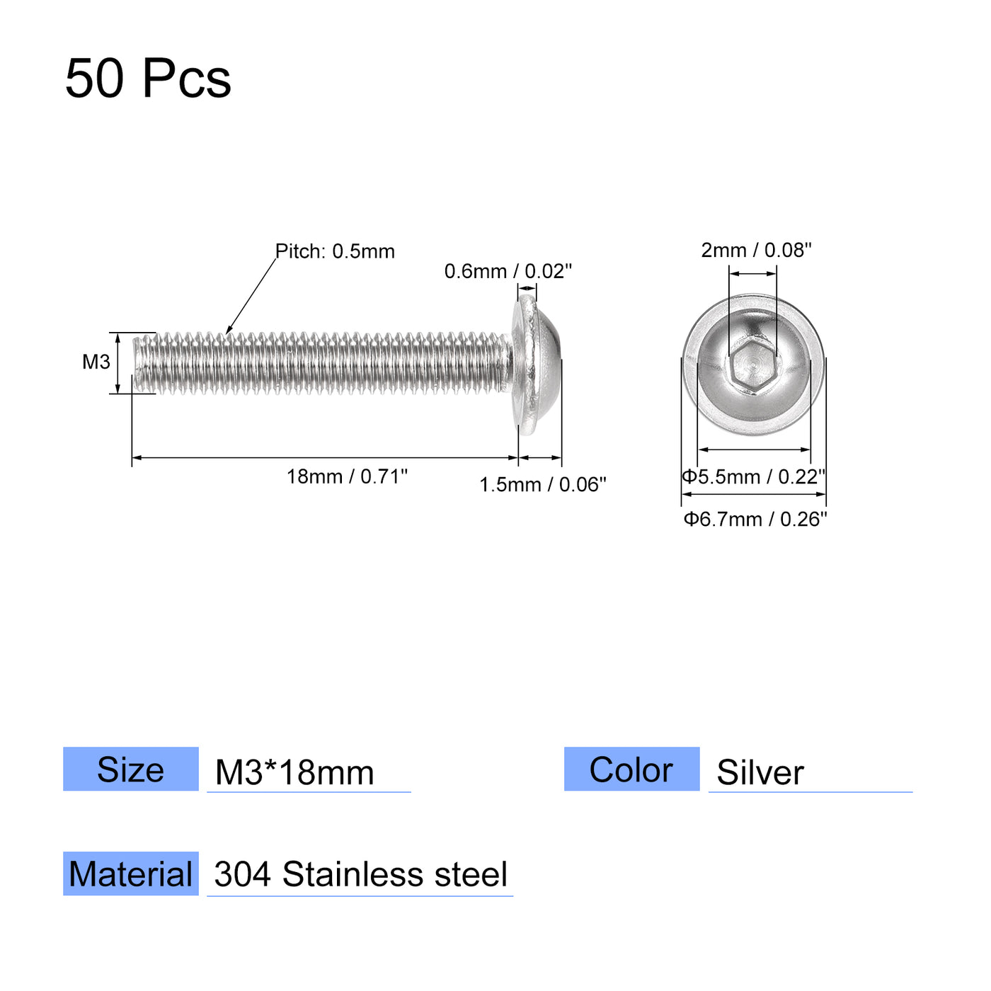 uxcell 304 Stainless Steel Flanged Button Head Socket Cap Screws