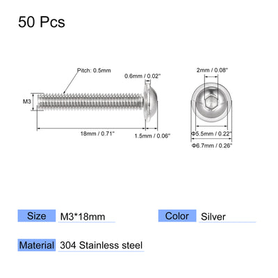Harfington 304 Stainless Steel Flanged Button Head Socket Cap Screws