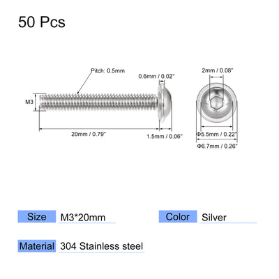 Harfington 304 Stainless Steel Flanged Button Head Socket Cap Screws