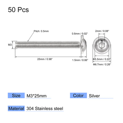 Harfington 304 Stainless Steel Flanged Button Head Socket Cap Screws