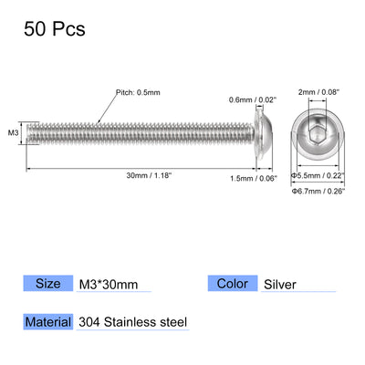 Harfington 304 Stainless Steel Flanged Button Head Socket Cap Screws