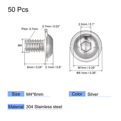 Harfington 304 Stainless Steel Flanged Button Head Socket Cap Screws