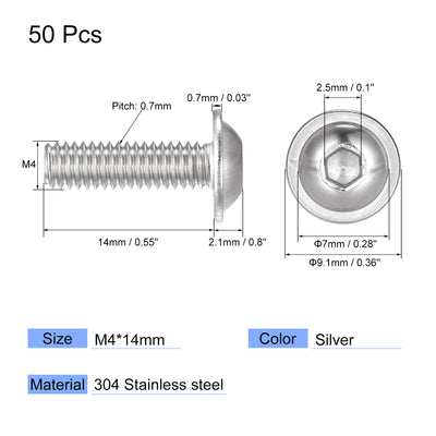 Harfington 304 Stainless Steel Flanged Button Head Socket Cap Screws