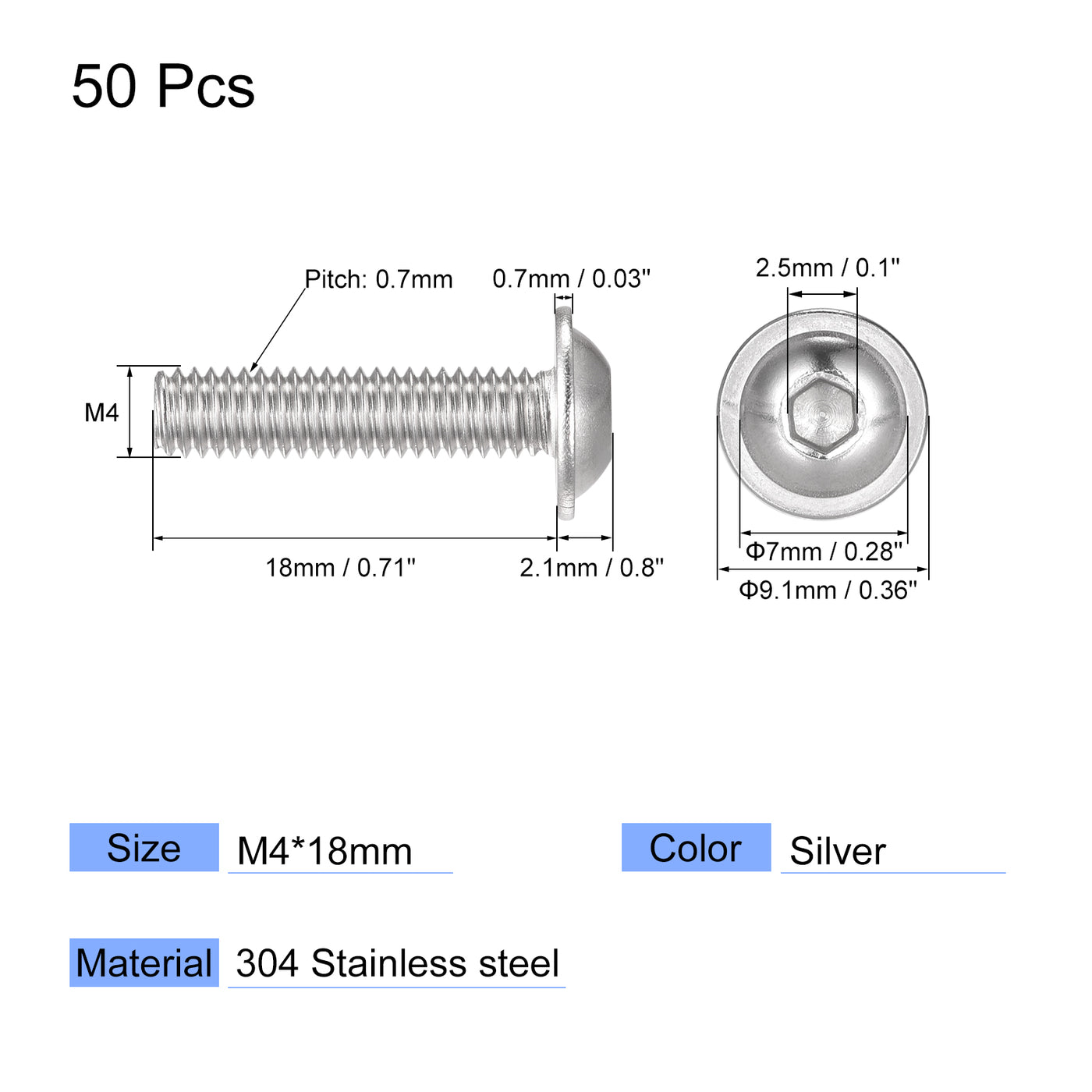 uxcell 304 Stainless Steel Flanged Button Head Socket Cap Screws