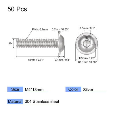 Harfington 304 Stainless Steel Flanged Button Head Socket Cap Screws