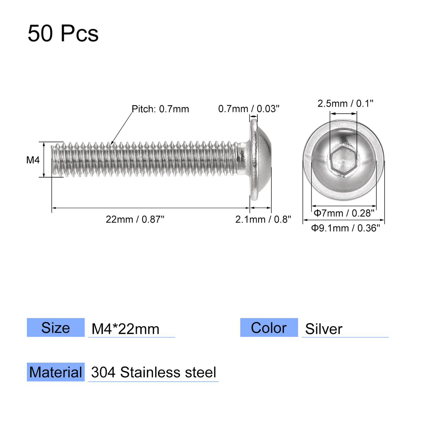 uxcell 304 Stainless Steel Flanged Button Head Socket Cap Screws