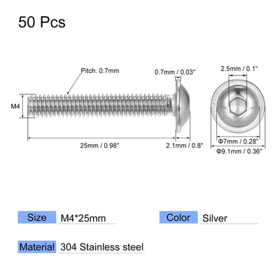 Harfington 304 Stainless Steel Flanged Button Head Socket Cap Screws
