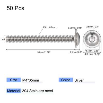 Harfington 304 Stainless Steel Flanged Button Head Socket Cap Screws
