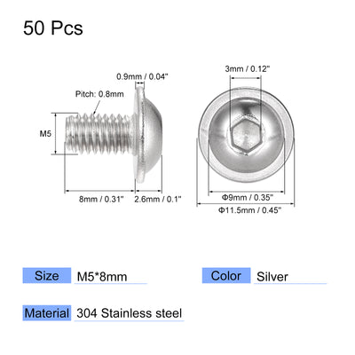 Harfington 304 Stainless Steel Flanged Button Head Socket Cap Screws