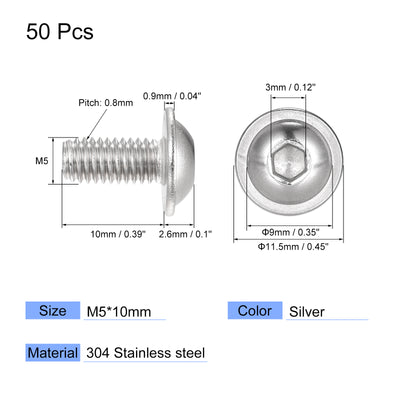 Harfington 304 Stainless Steel Flanged Button Head Socket Cap Screws