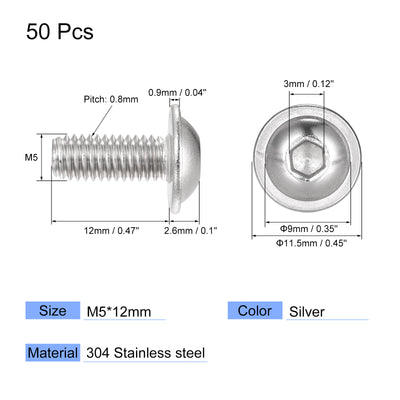 Harfington 304 Stainless Steel Flanged Button Head Socket Cap Screws