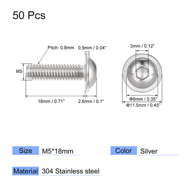 Harfington 304 Stainless Steel Flanged Button Head Socket Cap Screws