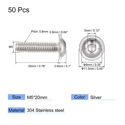 Harfington 304 Stainless Steel Flanged Button Head Socket Cap Screws