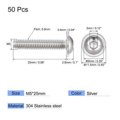 Harfington 304 Stainless Steel Flanged Button Head Socket Cap Screws