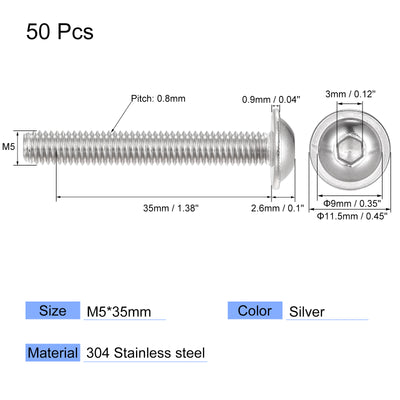 Harfington 304 Stainless Steel Flanged Button Head Socket Cap Screws