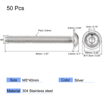 Harfington 304 Stainless Steel Flanged Button Head Socket Cap Screws