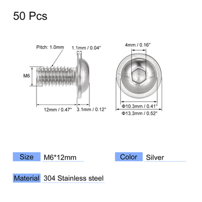 Harfington 304 Stainless Steel Flanged Button Head Socket Cap Screws