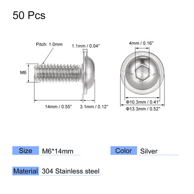 Harfington 304 Stainless Steel Flanged Button Head Socket Cap Screws