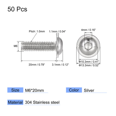 Harfington 304 Stainless Steel Flanged Button Head Socket Cap Screws