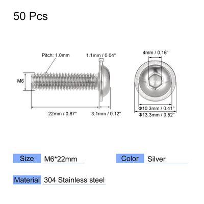 Harfington 304 Stainless Steel Flanged Button Head Socket Cap Screws