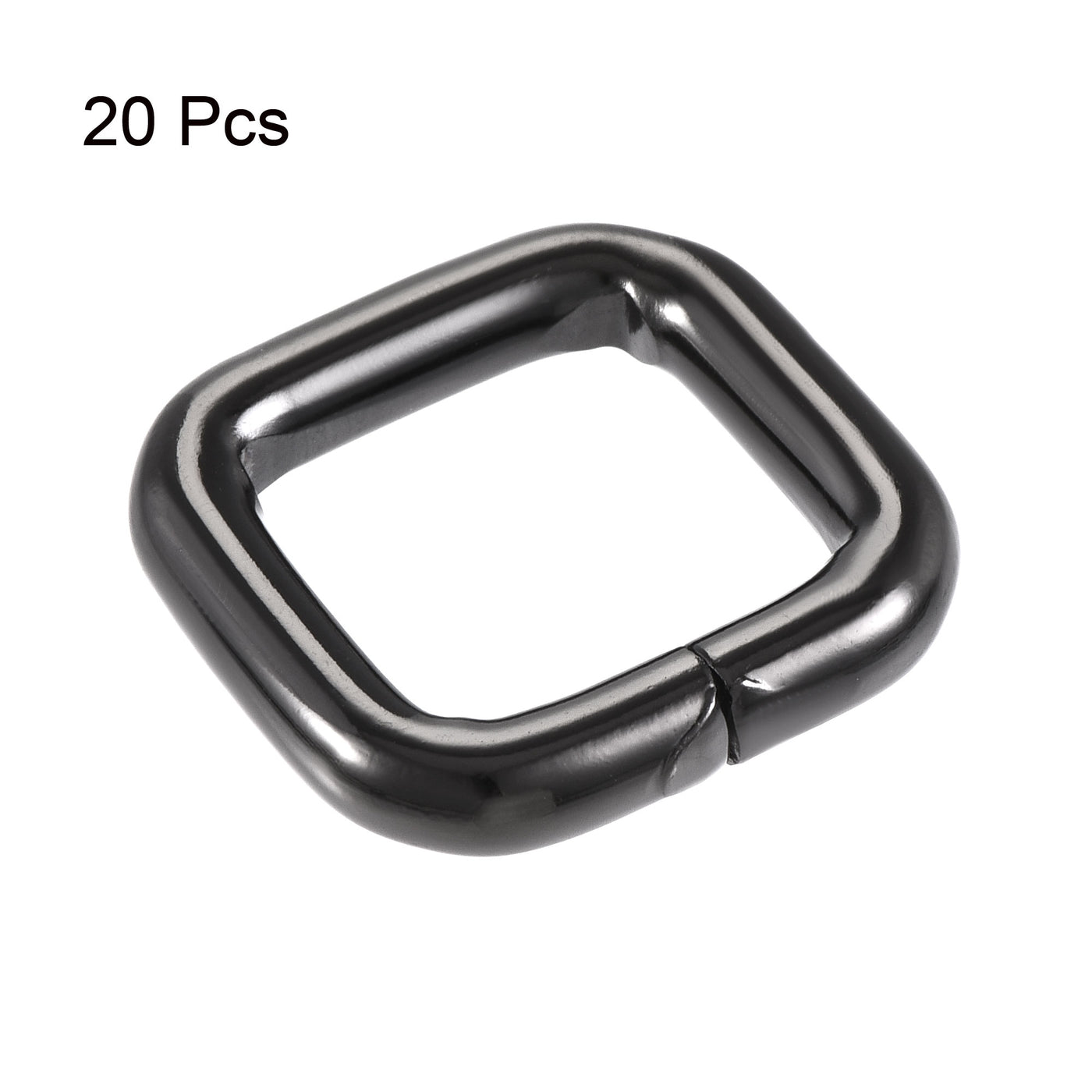 uxcell Uxcell Metal Rectangle Ring Buckles 16x16mm for Bags Belts DIY Black 20pcs
