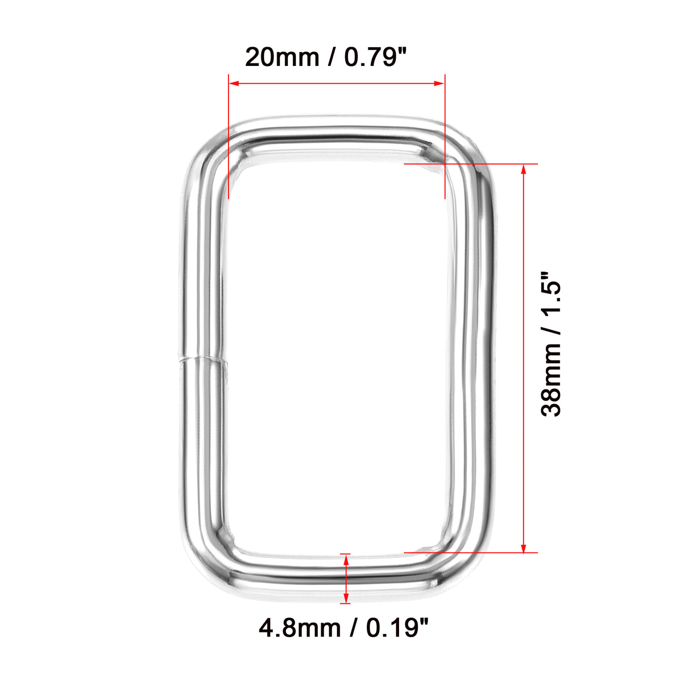 uxcell Uxcell Metal Rectangle Ring Buckles 38x20mm for Bags Belts DIY Silver Tone 10pcs