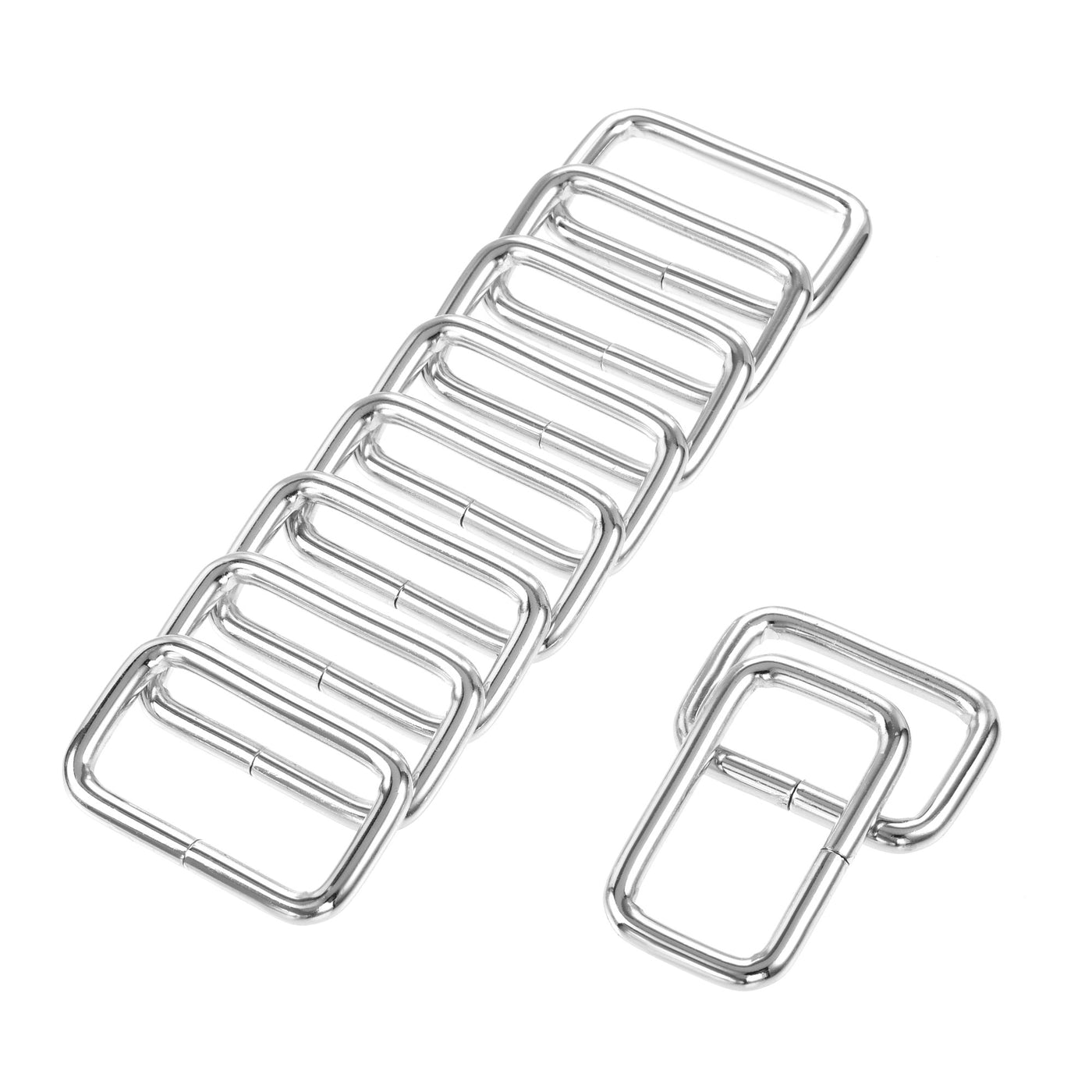 uxcell Uxcell Metal Rectangle Ring Buckles 38x20mm for Bags Belts DIY Silver Tone 10pcs
