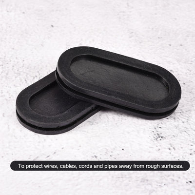 Harfington Rubber Grommet Mount Size 55 x 25 mm Oval Double-Sided for Wire Protection Pack of 8