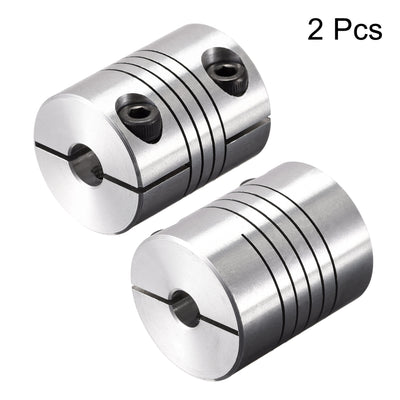 Harfington 2PCS Motor Shaft 6mm to 6.35mm Helical Beam Coupler Coupling 20mm Dia 25mm Long