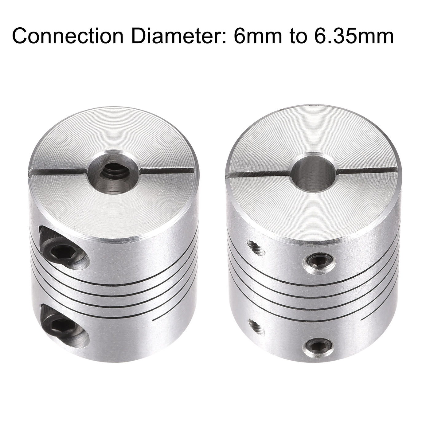 Harfington 2PCS Motor Shaft 6mm to 6.35mm Helical Beam Coupler Coupling 20mm Dia 25mm Long