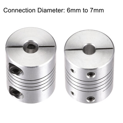 Harfington Motor Shaft 6mm to 7mm Helical Beam Coupler Coupling 25mm Dia 30mm Length