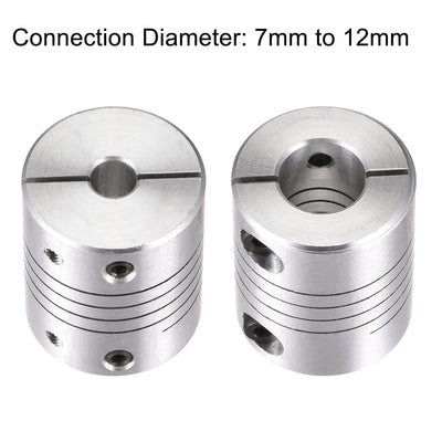 Harfington Motor Shaft 7mm to 12mm Helical Beam Coupler Coupling 25mm Dia 30mm Length