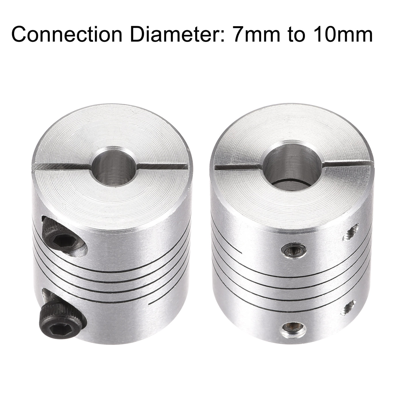 Harfington 2PCS Motor Shaft 7mm to 10mm Helical Beam Coupler Coupling 25mm Dia 30mm Length