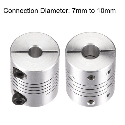 Harfington 2PCS Motor Shaft 7mm to 10mm Helical Beam Coupler Coupling 25mm Dia 30mm Length