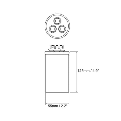 Harfington Uxcell Dual Run Capacitor Round CBB65 45/5uF MFD 370V AC 40/85/21 Aluminum Case for Air Conditioner Compressor Motor Heat Pump Condenser