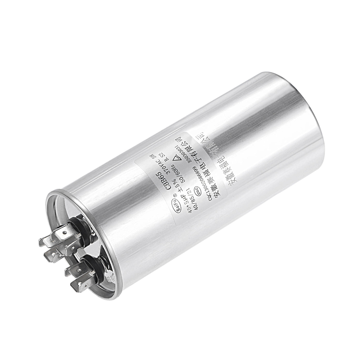 uxcell Uxcell Dual Run Capacitor Round CBB65 45/5uF MFD 370V AC 40/85/21 Aluminum Case for Air Conditioner Compressor Motor Heat Pump Condenser