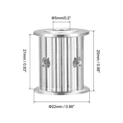 Harfington 5M 12Teeth Timing Pulley Synchronous Wheel Timing Belt Drive without Step 5mm Pitch 5mm Bore for Belt, 3D Printer, CNC