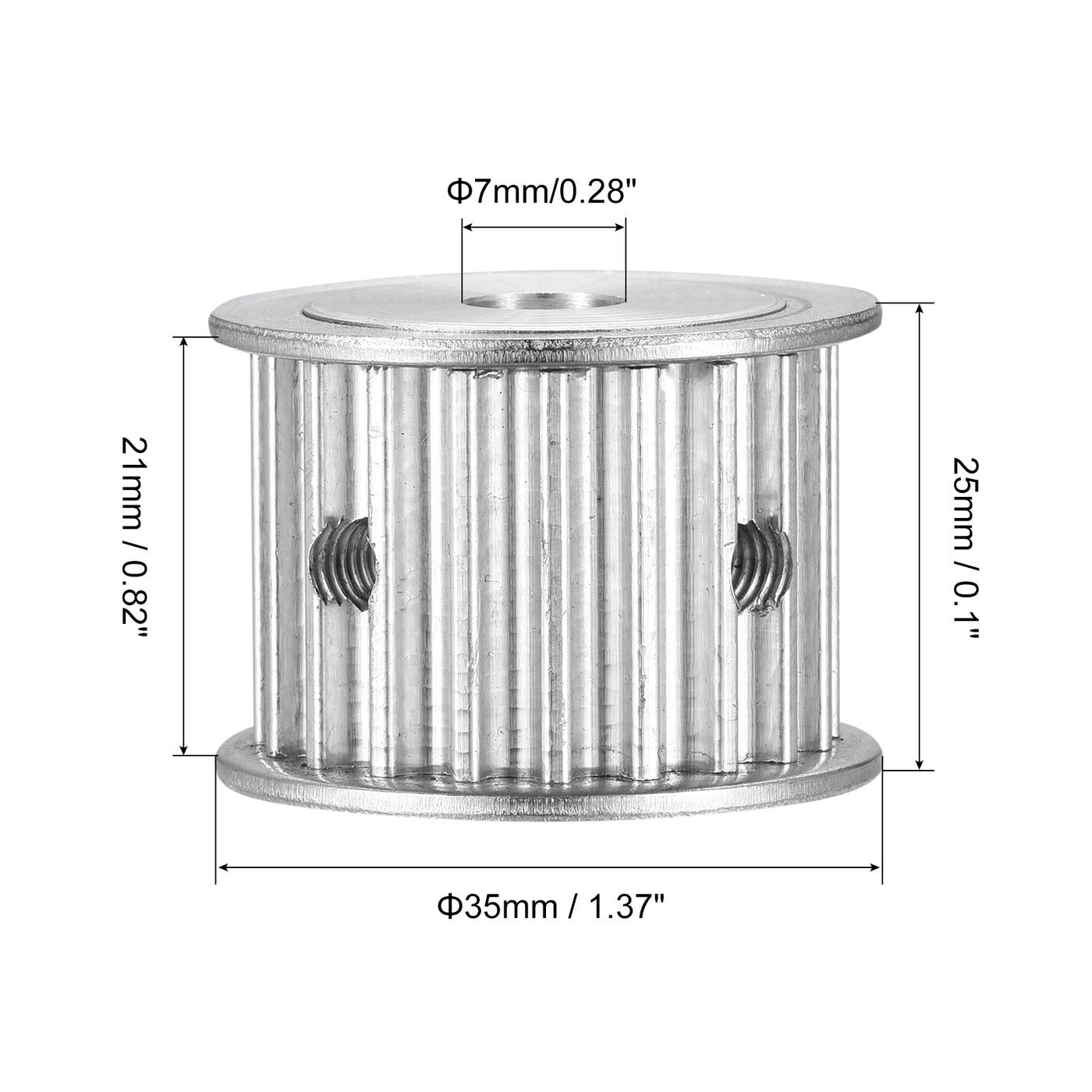 Harfington 5M 20Teeth Timing Pulley Synchronous Wheel Belt Drive without Step 25mm Height 5mm Pitch 7mm Bore for Belt, 3D Printer, CNC