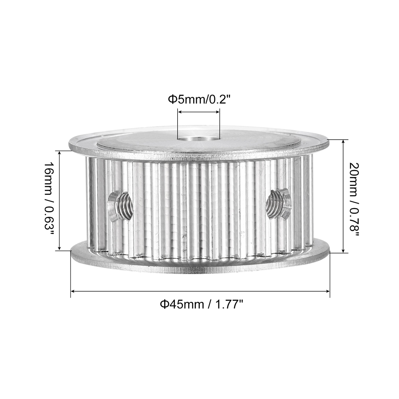 Harfington 5M 25Teeth Timing Pulley Synchronous Wheel Timing Belt Drive without Step 5mm Pitch 5mm Bore for Belt, 3D Printer, CNC