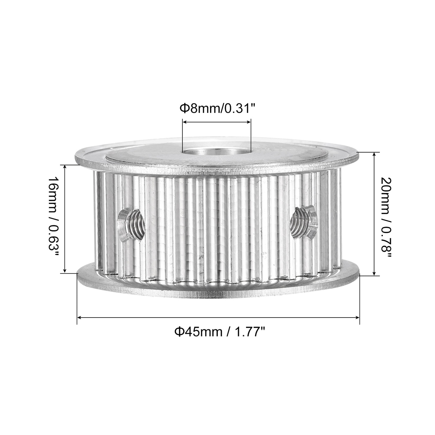 Harfington 5M 25Teeth Timing Pulley Synchronous Wheel Timing Belt Drive without Step 5mm Pitch 8mm Bore for Belt, 3D Printer, CNC