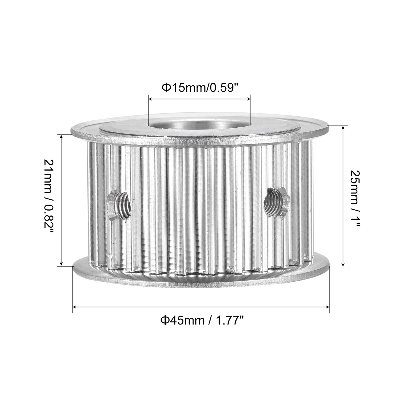 Harfington 5M 25Teeth Timing Pulley Synchronous Wheel Belt Drive without Step 25mm Height 5mm Pitch 15mm Bore for Belt, 3D Printer, CNC