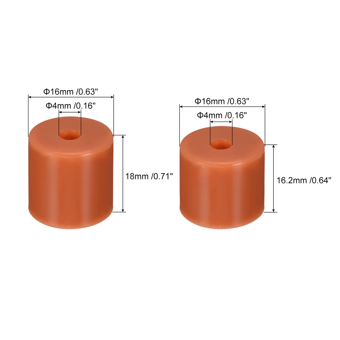 Harfington 16mm/18mm 3D Printer Heat Bed Parts, Silicone Solid Bed Mounts,Brown 1set
