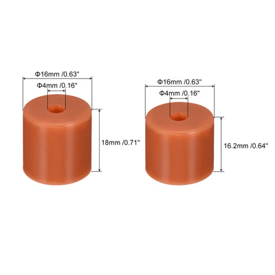 Harfington 16mm/18mm 3D Printer Heat Bed Parts, Silicone Solid Bed Mounts,Brown 2set