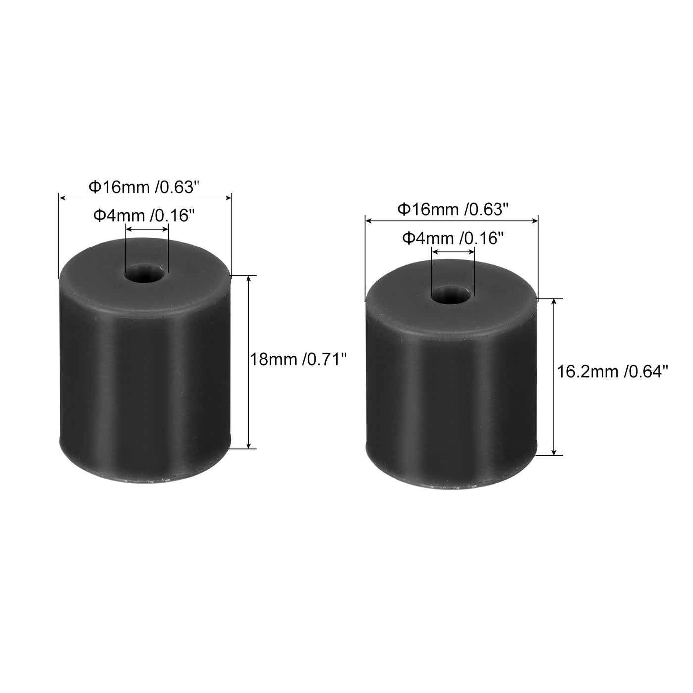 Harfington 16mm/18mm 3D Printer Heat Bed Parts, Silicone Solid Bed Mounts,Black 1set