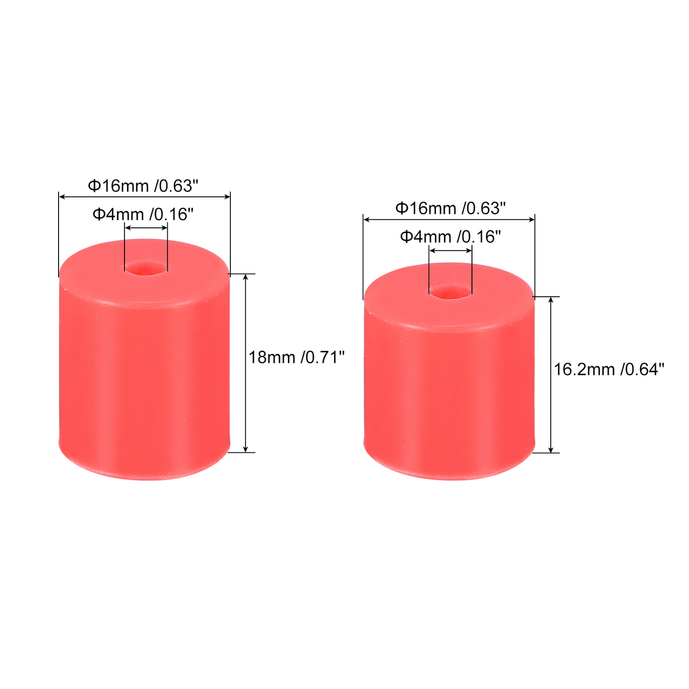 Harfington 16mm/18mm 3D Printer Heat Bed Parts, Silicone Solid Bed Mounts,Red 2set