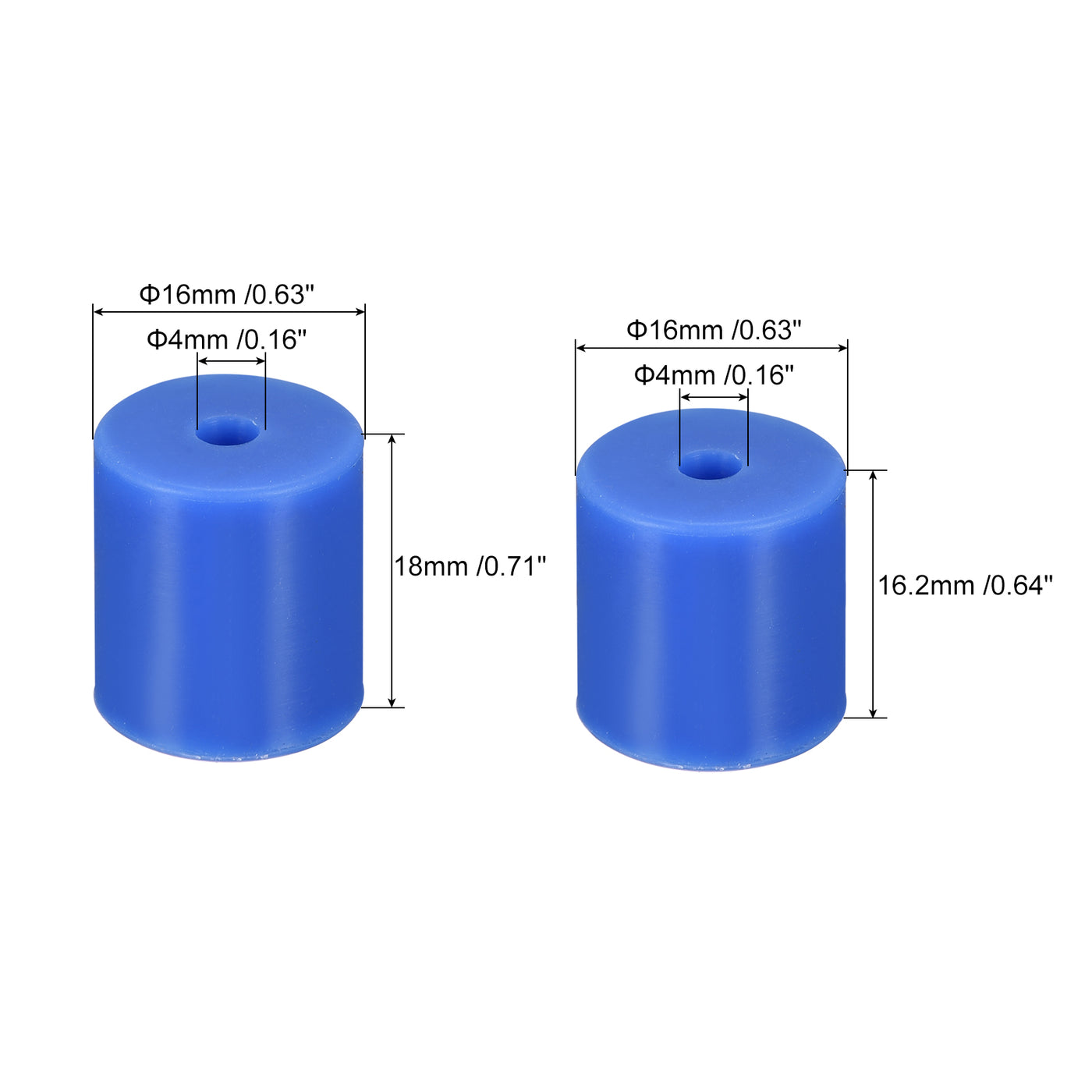Harfington 16mm/18mm 3D Printer Heat Bed Parts, Silicone Solid Bed Mounts,Blue 1set