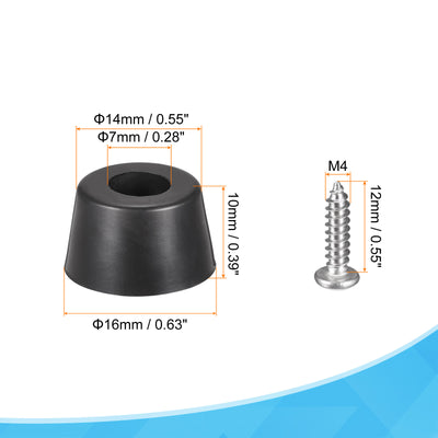 Harfington Uxcell 16mm W x 10mm H Rubber Bumper Feet, Stainless Steel Screws and Washer 24pcs